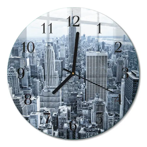 Wandklok glas decoratie rond Stad
