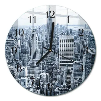 Wandklok glas decoratie rond Stad