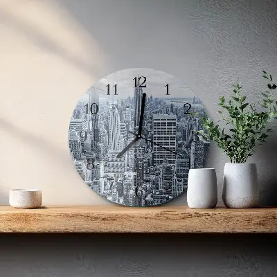 Wandklok glas decoratie rond Stad