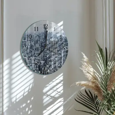 Wandklok glas decoratie rond Stad