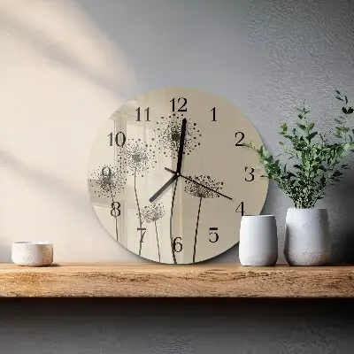 Ronde glazen wandklok Bloemen