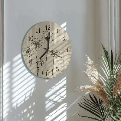 Ronde glazen wandklok Bloemen