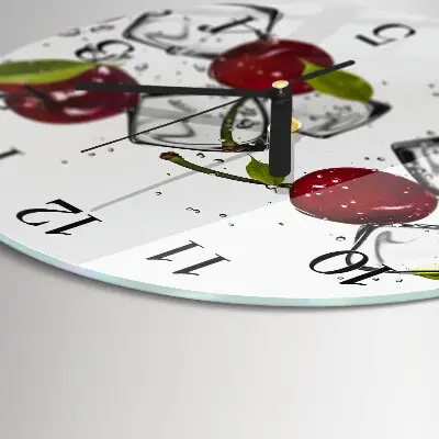 Wandklok glas decoratie rond Kersenijs