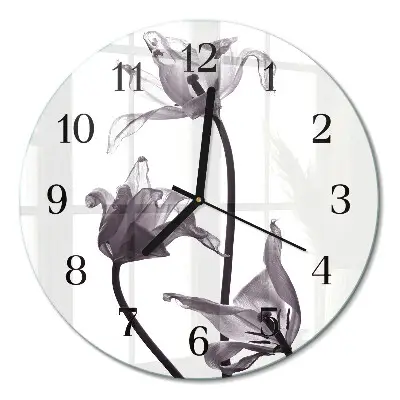 Wandklok glas decoratie rond Bloemen
