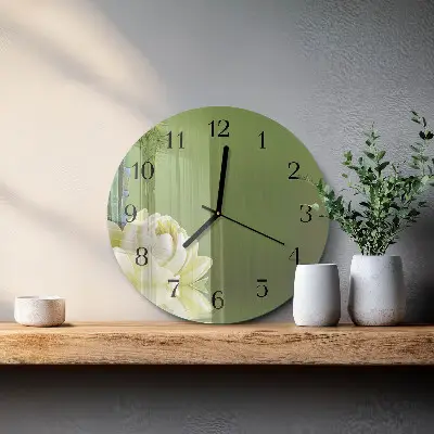 Klok glas met opdruk rond Lelie