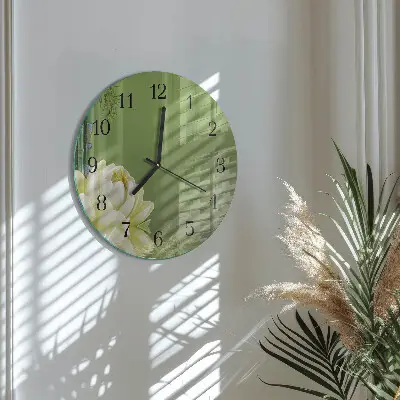 Klok glas met opdruk rond Lelie