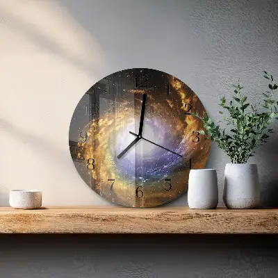Ronde glazen wandklok Kosmos
