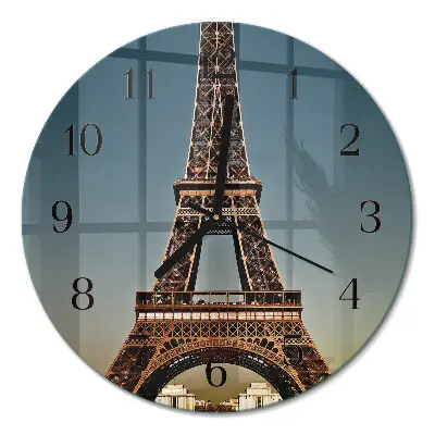 Wandklok glas decoratie rond Eiffeltoren