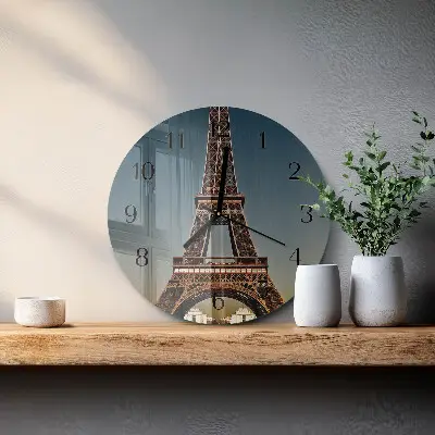 Wandklok glas decoratie rond Eiffeltoren