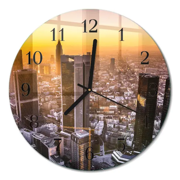 Klok glas met opdruk rond Zonsondergang