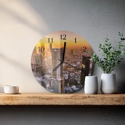 Klok glas met opdruk rond Zonsondergang