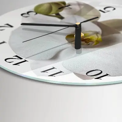Ronde glas klok Orchidee