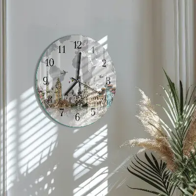 Klok glas met opdruk rond Wereld