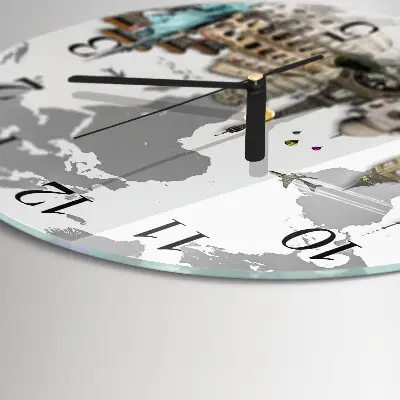 Klok glas met opdruk rond Wereld