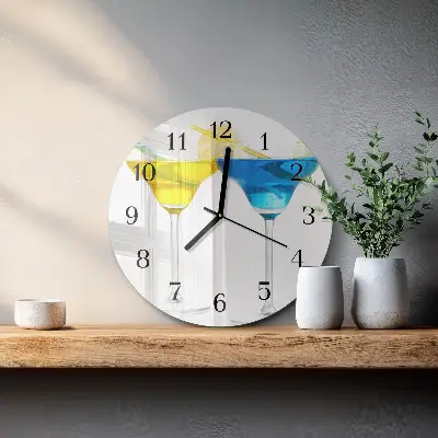 Ronde glazen wandklok Cocktail