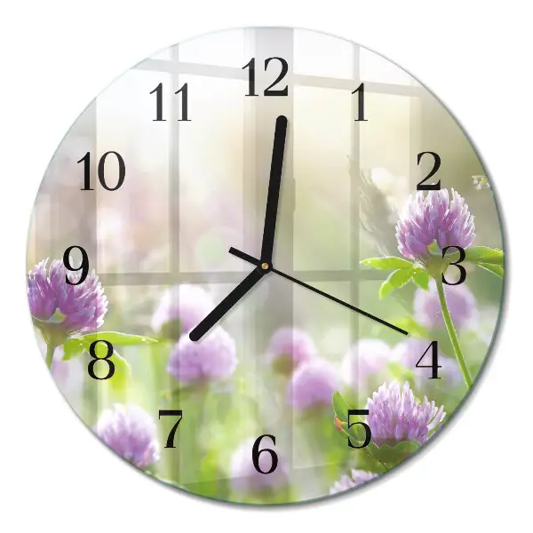 Klok glas met opdruk rond Bloemen