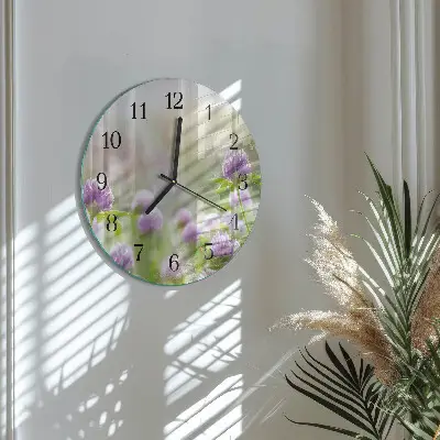 Klok glas met opdruk rond Bloemen