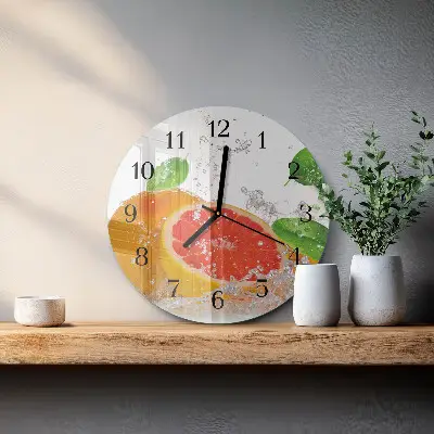 Ronde glazen wandklok Pompelmoes