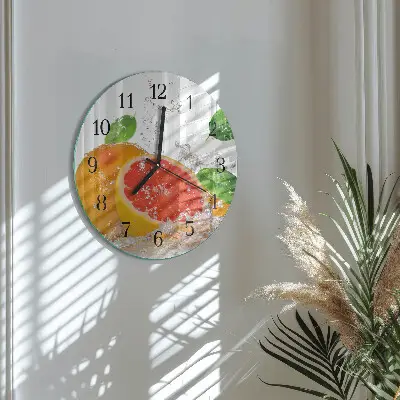 Ronde glazen wandklok Pompelmoes