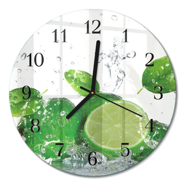 Wandklok glas decoratie rond Calciumcarbonaat