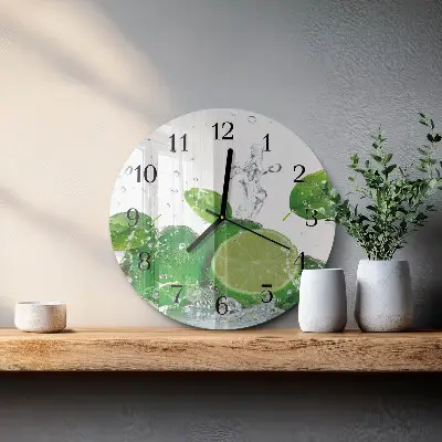 Wandklok glas decoratie rond Calciumcarbonaat