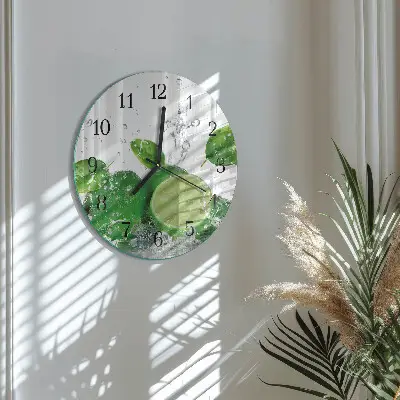 Wandklok glas decoratie rond Calciumcarbonaat