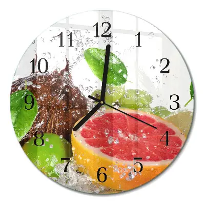 Ronde glas klok Fruit