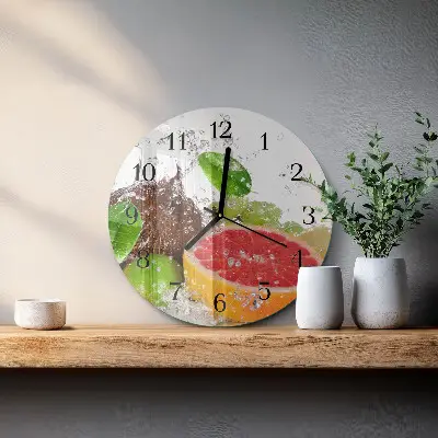 Ronde glas klok Fruit