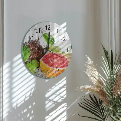 Ronde glas klok Fruit