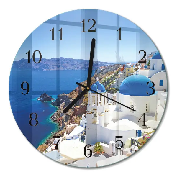 Ronde glazen klok Santorini