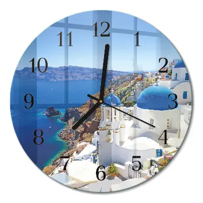 Ronde glazen klok Santorini