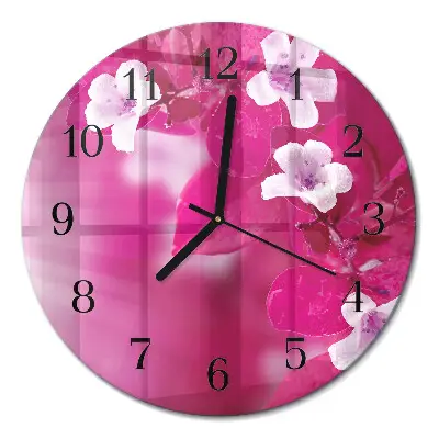 Ronde glas klok Bloemen