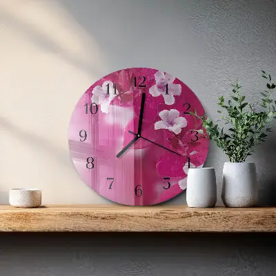 Ronde glas klok Bloemen