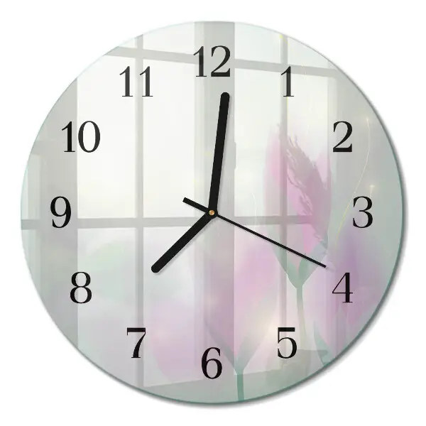 Klok glas met opdruk rond Bloemen