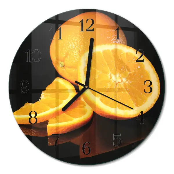 Klok glas met opdruk rond Sinaasappels