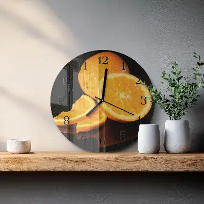 Klok glas met opdruk rond Sinaasappels