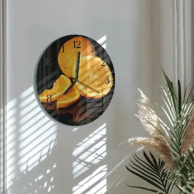 Klok glas met opdruk rond Sinaasappels