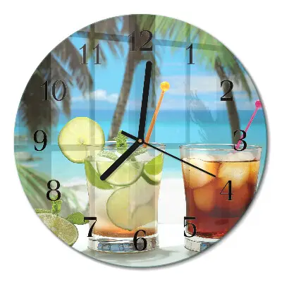 Ronde glazen wandklok Cocktail