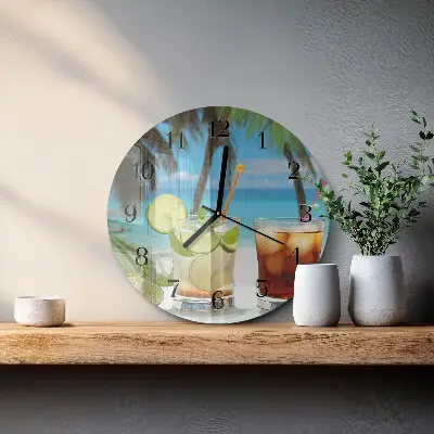 Ronde glazen wandklok Cocktail