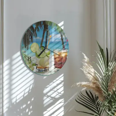 Ronde glazen wandklok Cocktail