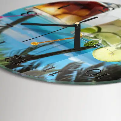 Ronde glazen wandklok Cocktail