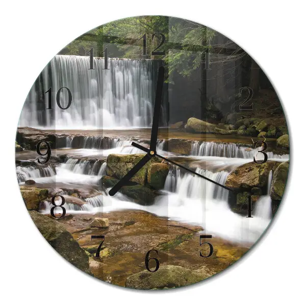 Wandklok glas decoratie rond Watervallen