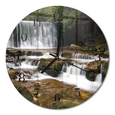 Wandklok glas decoratie rond Watervallen