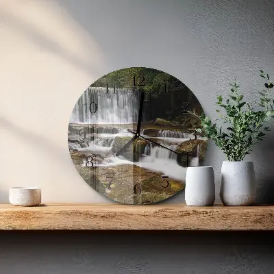 Wandklok glas decoratie rond Watervallen