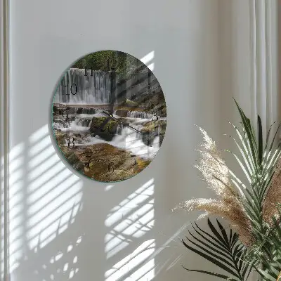 Wandklok glas decoratie rond Watervallen