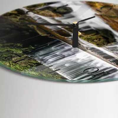 Wandklok glas decoratie rond Watervallen