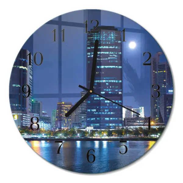 Ronde glas klok Nachtstad