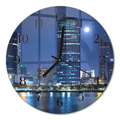 Ronde glas klok Nachtstad