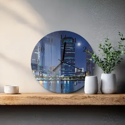Ronde glas klok Nachtstad
