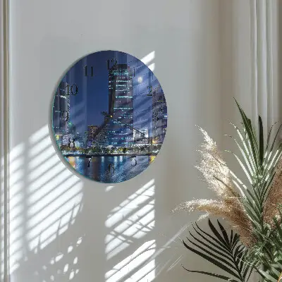 Ronde glas klok Nachtstad